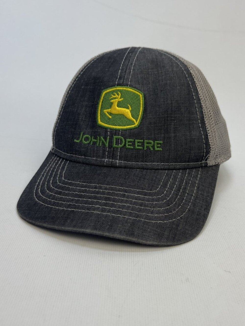 John Deere Toddler Kids Charcoal Denim Look Cap Adjustable Hat Country Farm